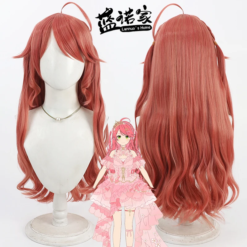

Synthetic Hair Sakura Miko Cosplay Wigs Virtual YouTuber Sakura Miko 70cm Long Wavy Orange Red Cos Wig Heat Resistant