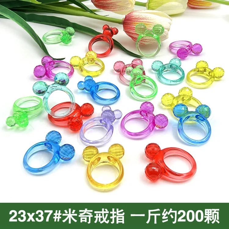 Camal 10pcs DIY Acrylic Decorative Ring Shaped Colorful Ornament Children's Amusement Park Child Cartoon Toy Gemstone Decoration