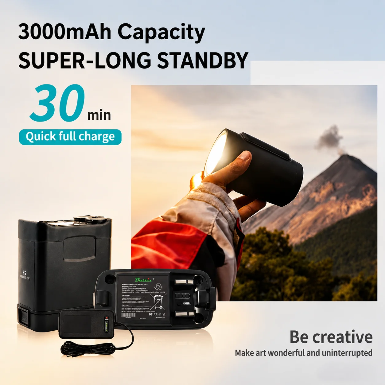 Profoto B2 카메라 플래시 14.4V 3000mAh 교체용 리튬 이온 배터리(100396 호환)는 오리지널 2.8A 충전기를 지원합니다.