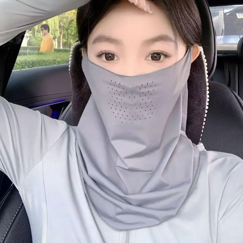 Sunscreen Face Guard Sun Protection Face Guard with Quick-drying Ice Silk Fabric Breathable Mesh Earhook Mask Extended Neck