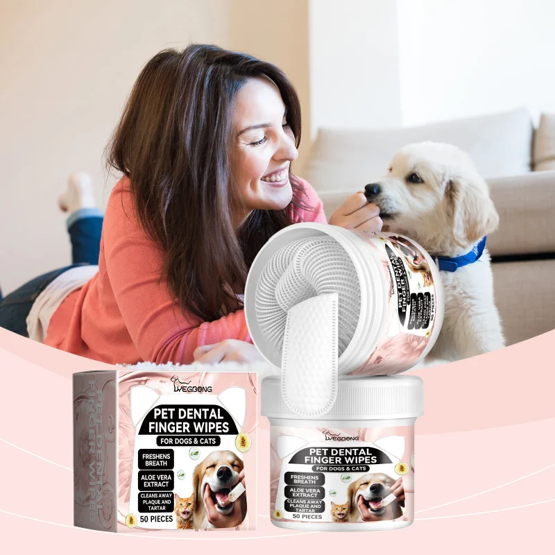 

Pet Dental Finger Wipes - Teeth Cleaning Gloves For Dogs & Cats - Freshen Breath & Remove Plaque Gently