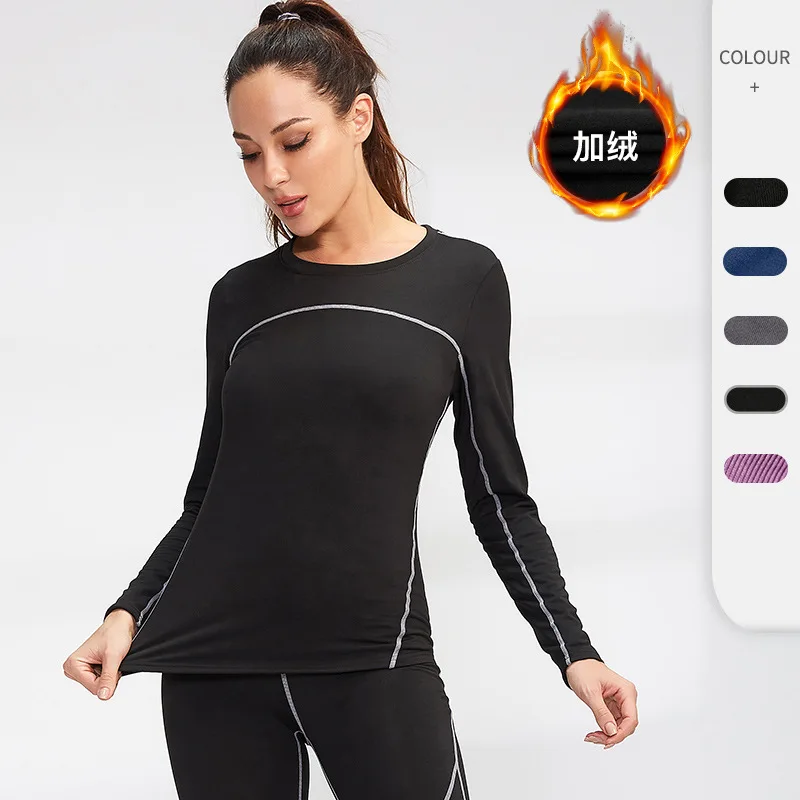 

women's sports thermal shirt Running Sport t Shirs Winter Velvet Fitness Yoga Shirts Thermal Stand Collar Shirts Sweater