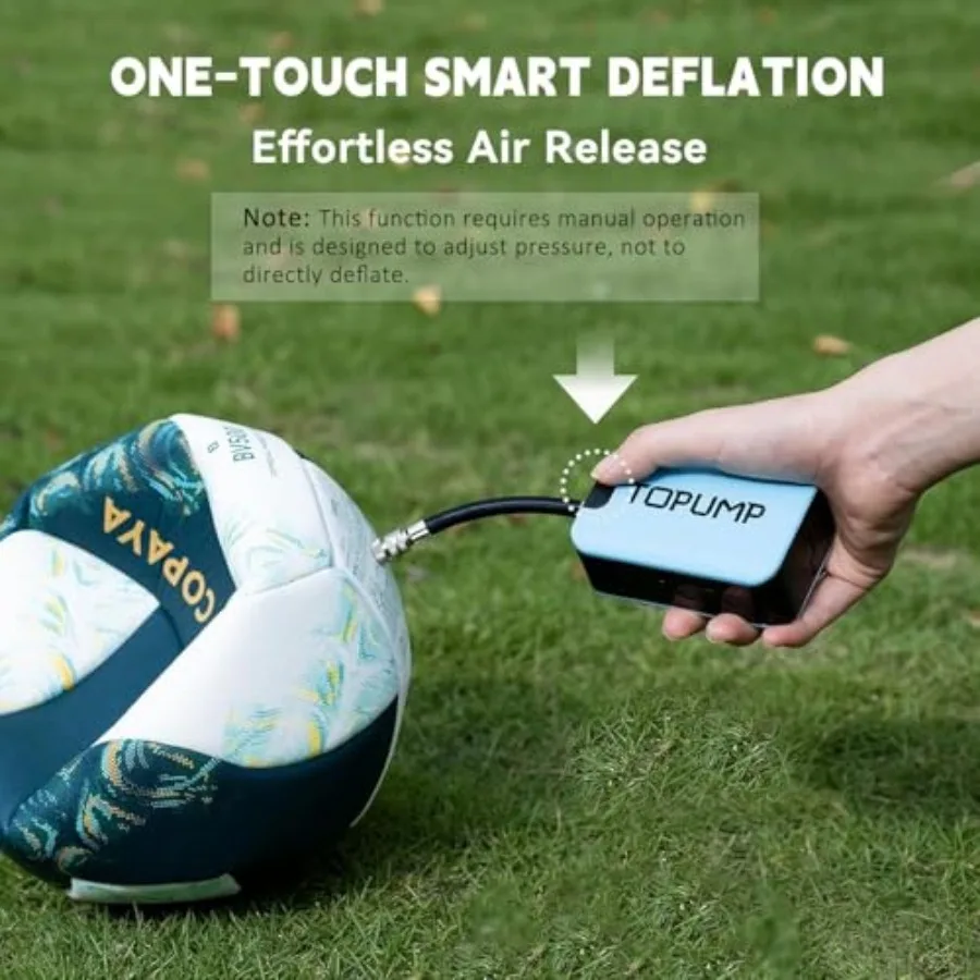 Pompa elettrica portatile ricaricabile con funzione di gonfiaggio e sgonfiaggio e manometro incorporato per calcio basket