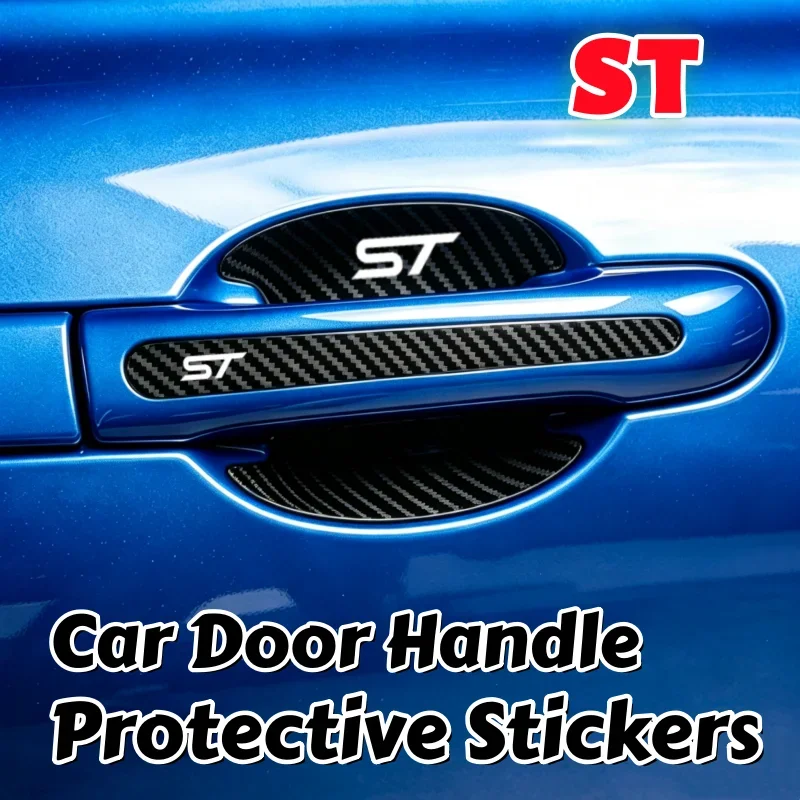 Door Handle Wrist Bowl Cover Carbon Fiber Car Sticker for Ford ST Badge Anti Scratches Auto Accessories Dirty Resistant Strips