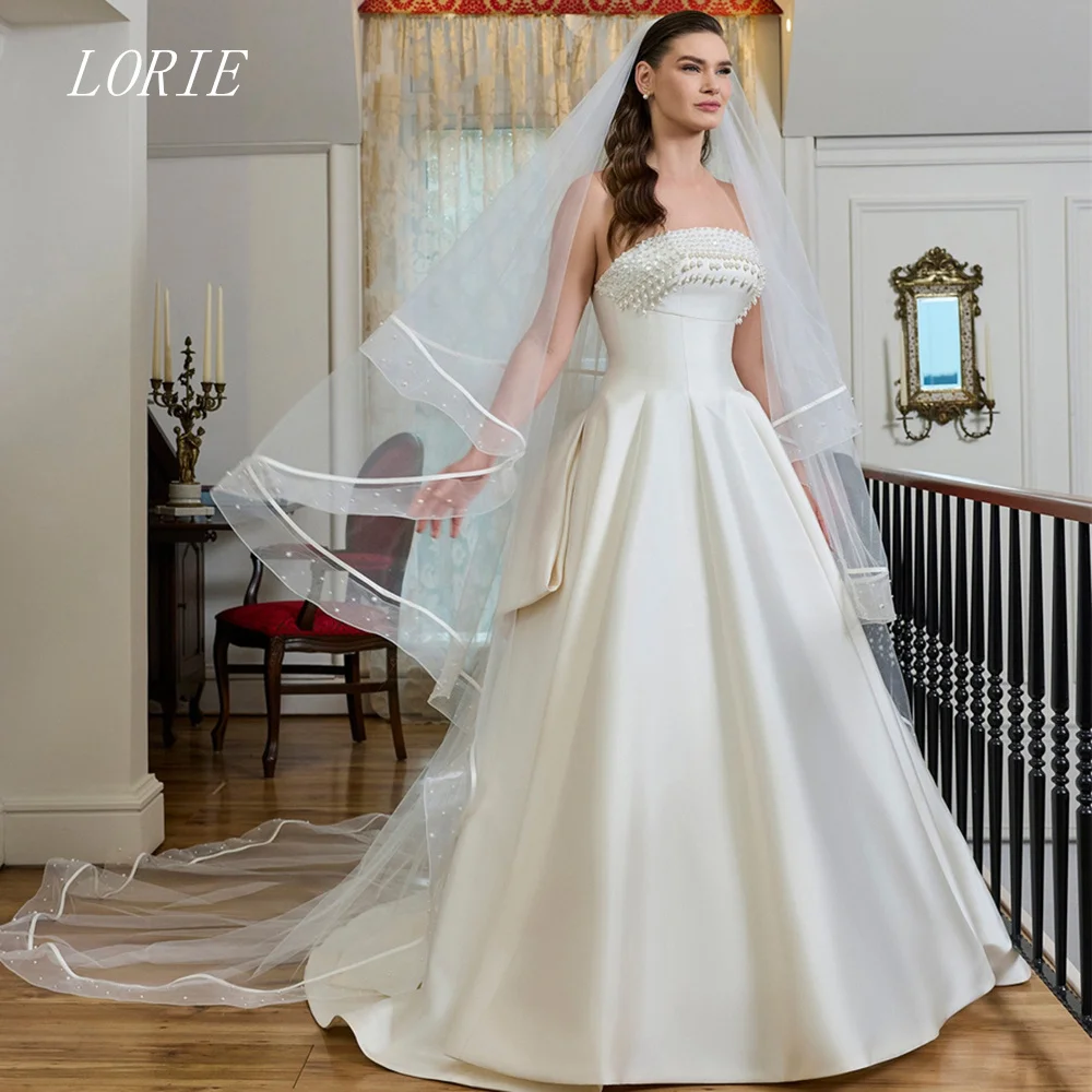 

LORIE Luxury A Line Civil Wedding Dress Sweetheart Strapless Bridal Dresses Concise Beading Wedding Gown Customized 2026