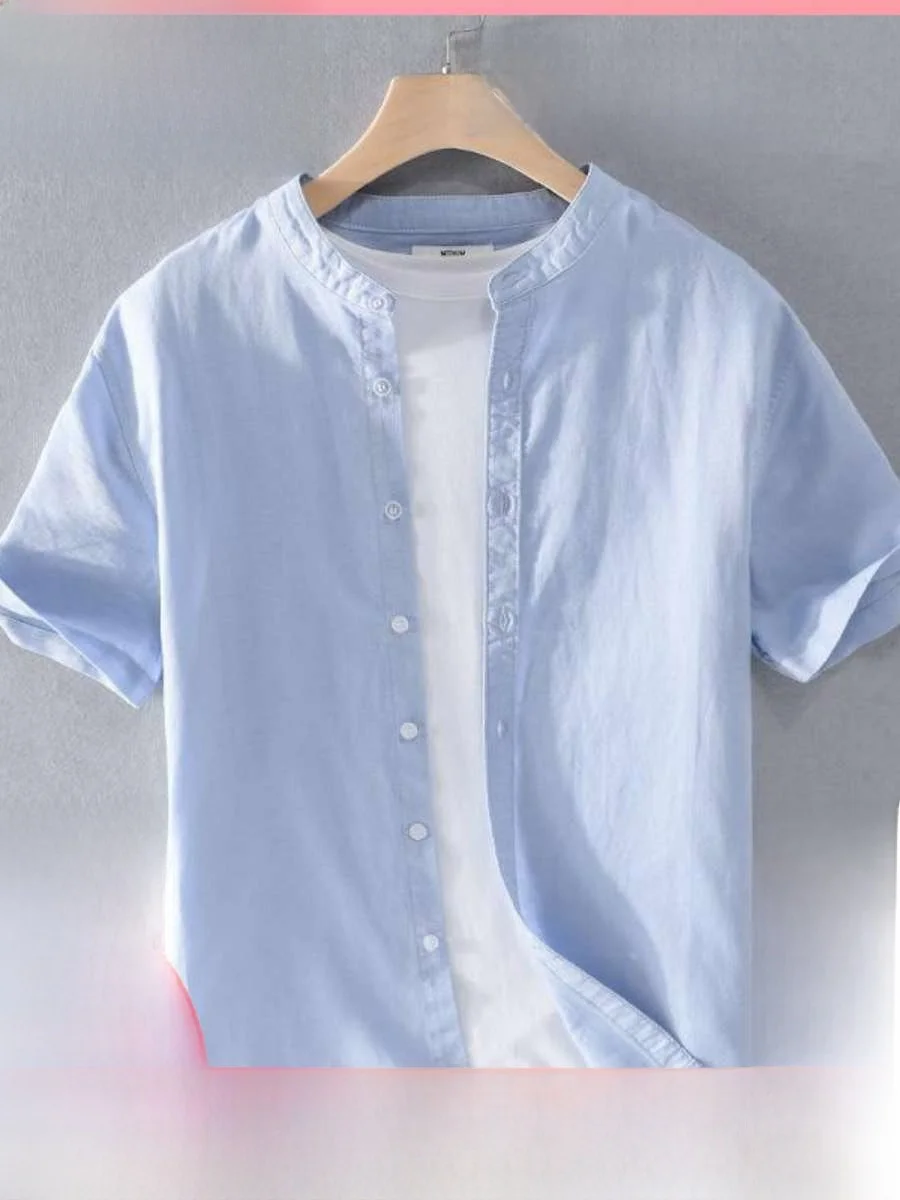 

Новая мужская льняная рубашка из льна и хлопка, свободная повседневная рубашка для молодежи, летняя одежда, дышащая, удобная мужская одежда...