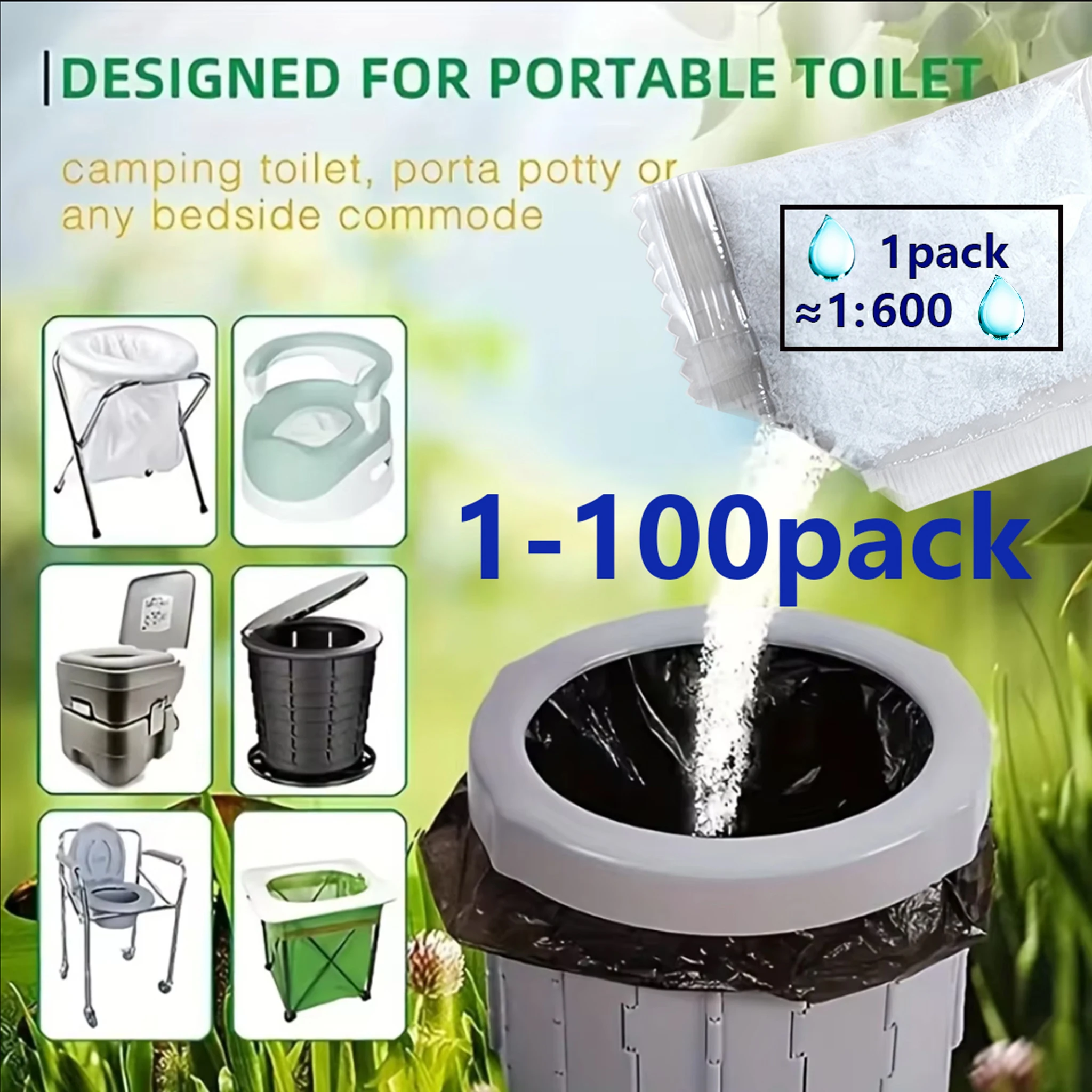 No Need to Unpack-[Portable | Stool Absorbent] Outdoor Portable Toilet, Bagged Camping Toilet Paper, Outdoor Convenient.