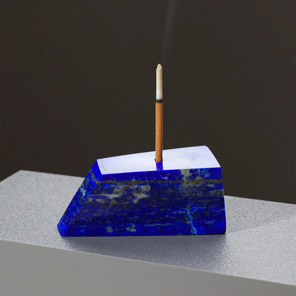 1pc Lapis Lazuli Polished Natural Crystal Incense Burner Spiritual Healing Mineral Stone Decor For Bedroom Meditation