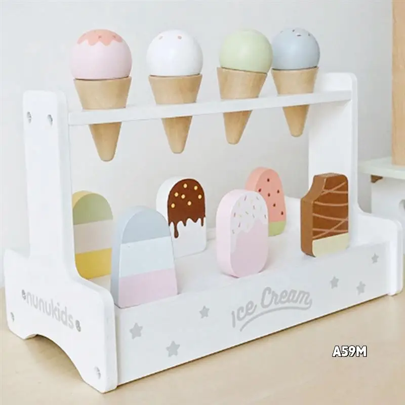 

Wooden Play House Kitchen Toy Pretend Play Ice Cream Fruit Barbecue Set Mini Food Education Kids Toys