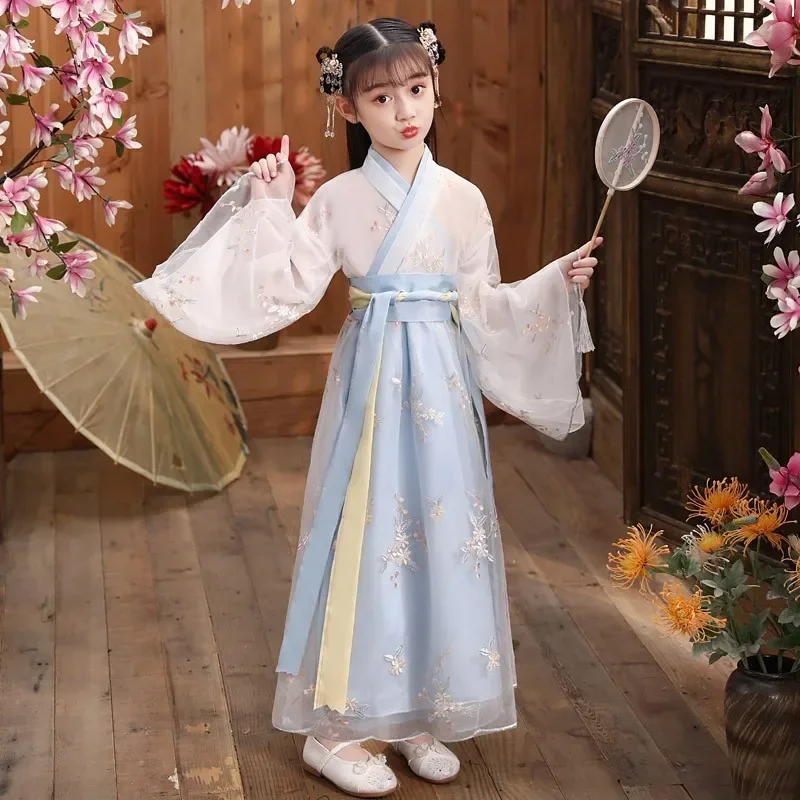 Ropa de Año Nuevo de danza folclórica china rosa, hanfu tradicional para niños, niñas, vestido de dragón, disfraz de Carnaval de escenario antiguo