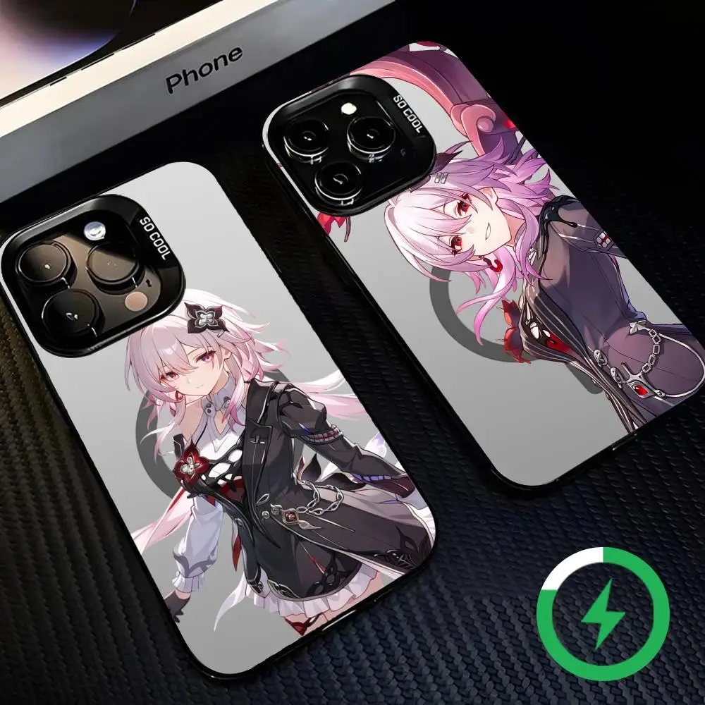 Honkai Star 7 de marzo everynight funda de teléfono magnética IMD colorida plateada adecuada para iPhone17 16 15 14 13 12 11Pro Max