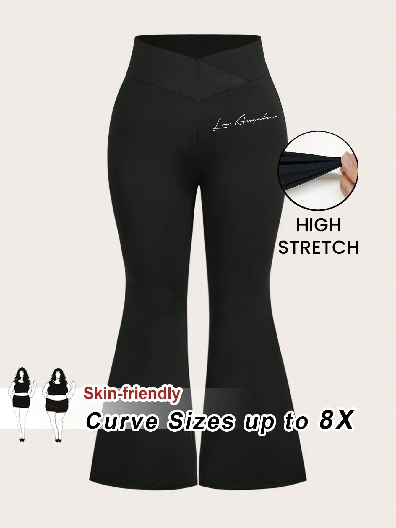 

Леггинсы с высокой талией, микро-клешем и перекрестным дизайном, с буквенным принтом, для женщин