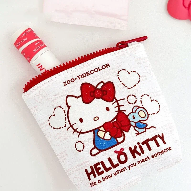 New  Hello Kitty Wallet Cartoon Sanitary Napkins Storage Bag Travel Portable Makeup Bag Lipstick Earphone Storage Bag