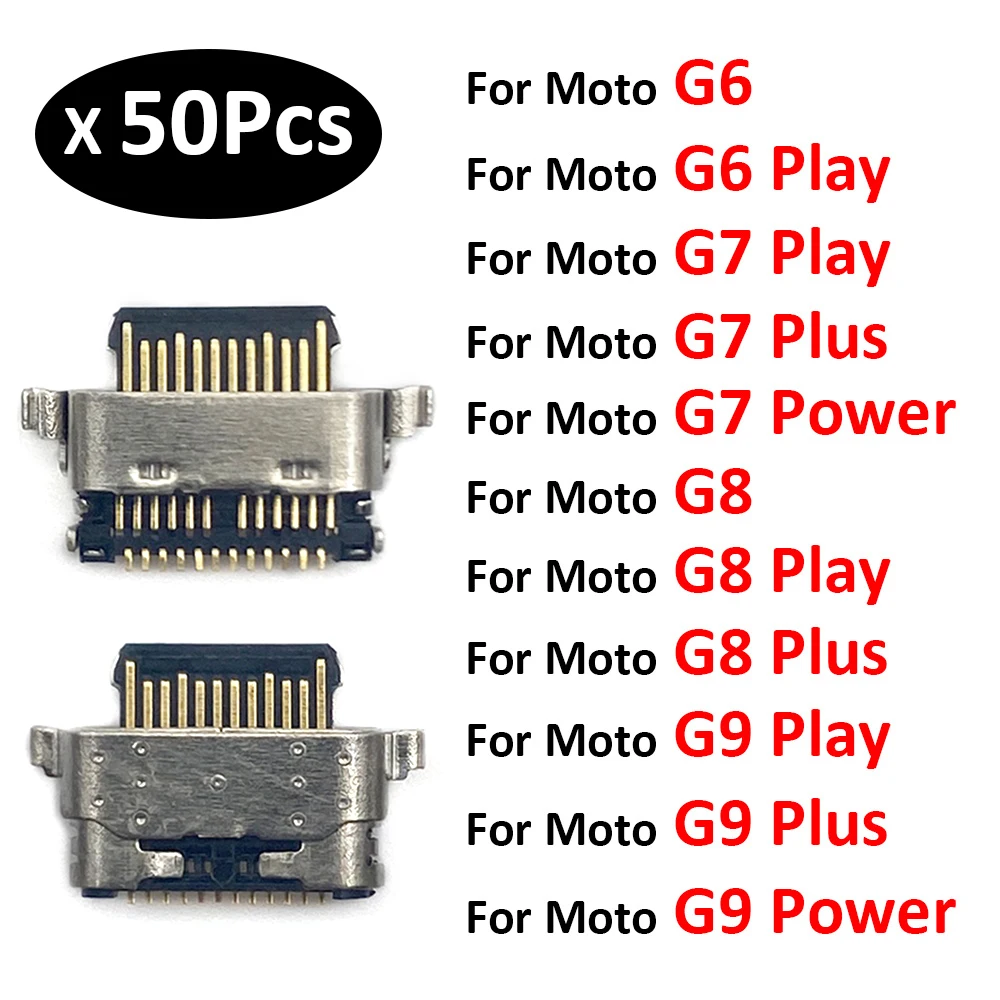 50Pcs Micro USB Connector Charging Port Jack Plug Dock For Motorola Moto G5 G5s G6 G7 G8 G9 Plus Play Power Lite Repair Parts