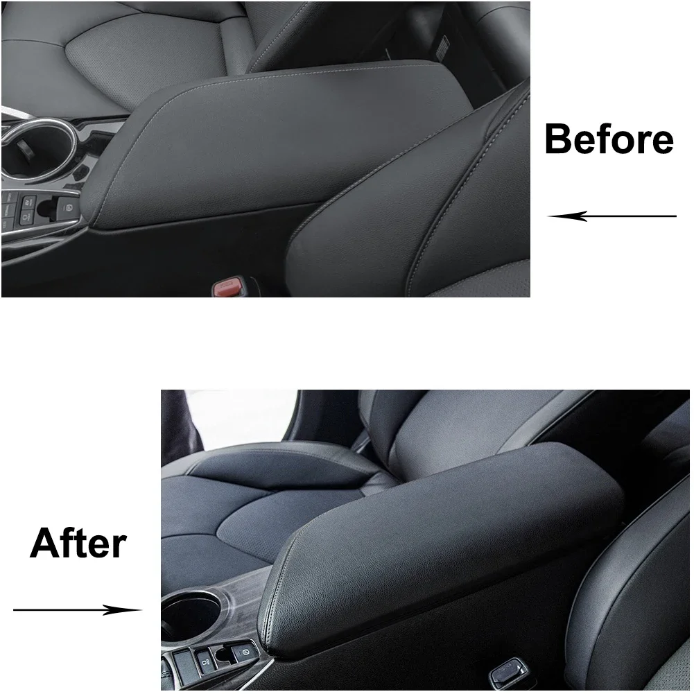 For Toyota Camry 2018-2021 Car Armrest Cover Saver Center Console Leather Pad Central Console Interior Armrest Box Protector 1Pc