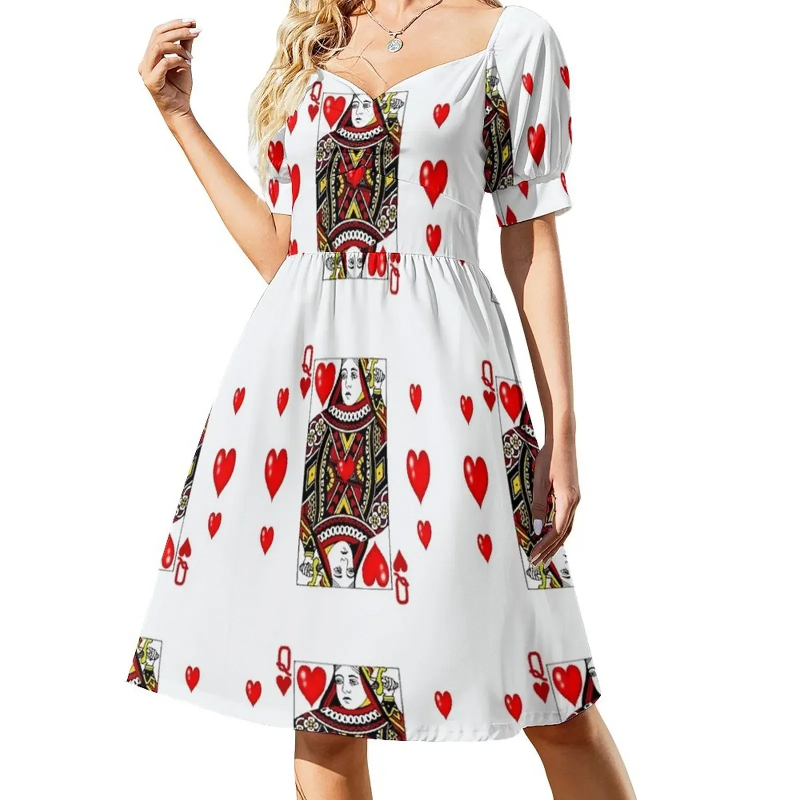 

QUEEN OF HEARTS SUIT CASINO PLAYING FACE CARD VALENTINES Sleeveless Dress beach dresses women's clothing korea stylish Dress