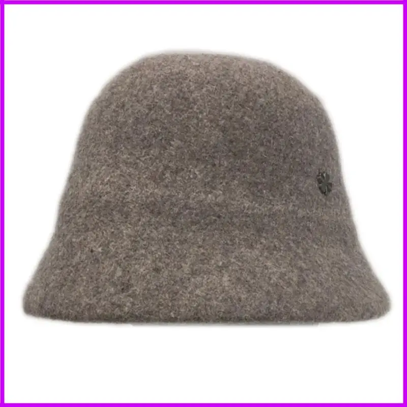 

Модная шляпа-клош с 4 листами клевера, шерстяная рыбацкая шапка для утренней тренировки