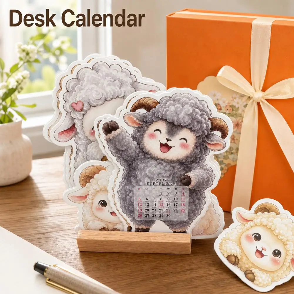 2027 Cute Sheep Series Desk Calendar Decor Table Planner 3D Calendar Thick Paper Planner For Home Office School Daily Schedule
