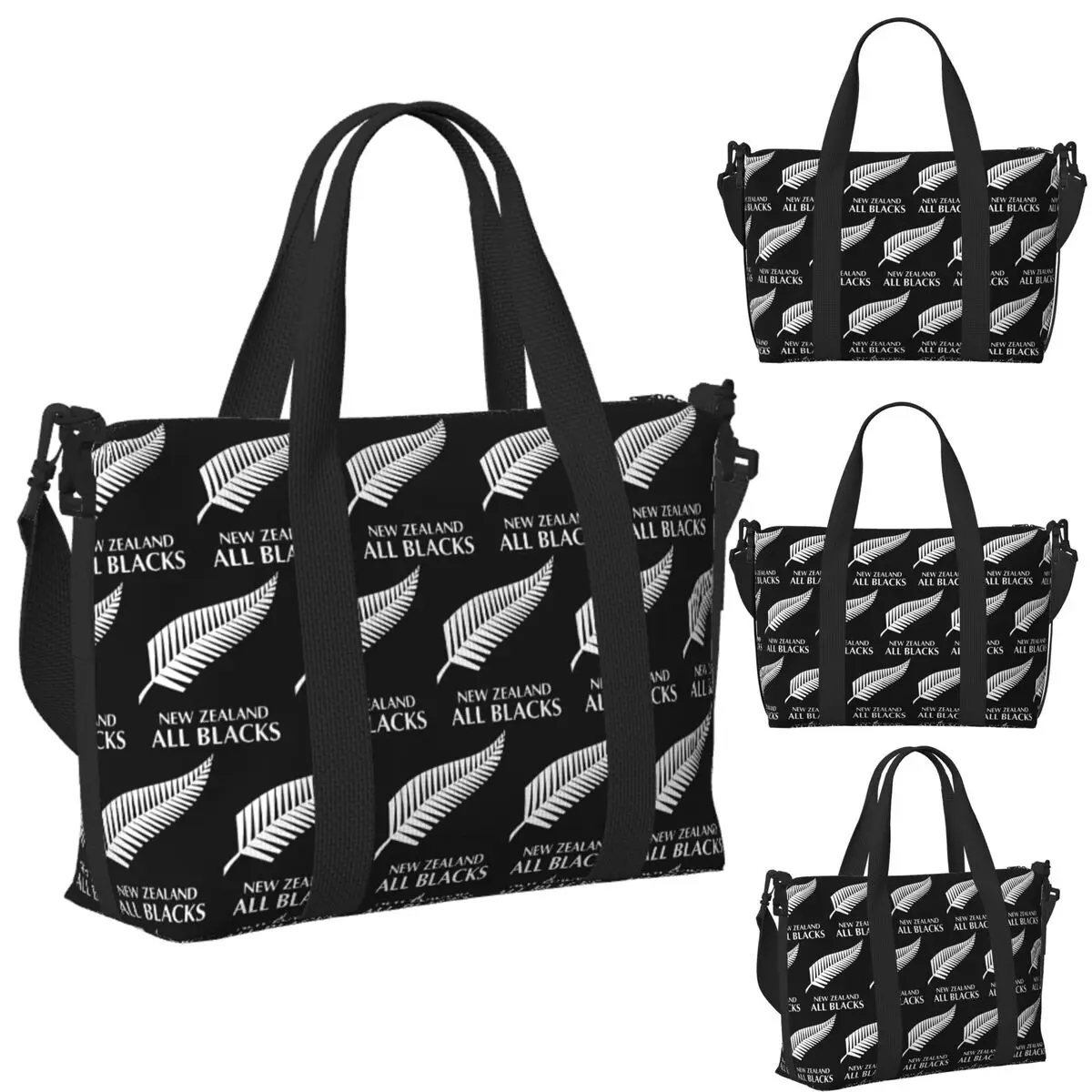 

All Blacks Rugby Hat Autumn Winter Beach Travel Bag Large Capacity Tote Bags for Gym Sport Women Shopping Duffle Shoulder Bag