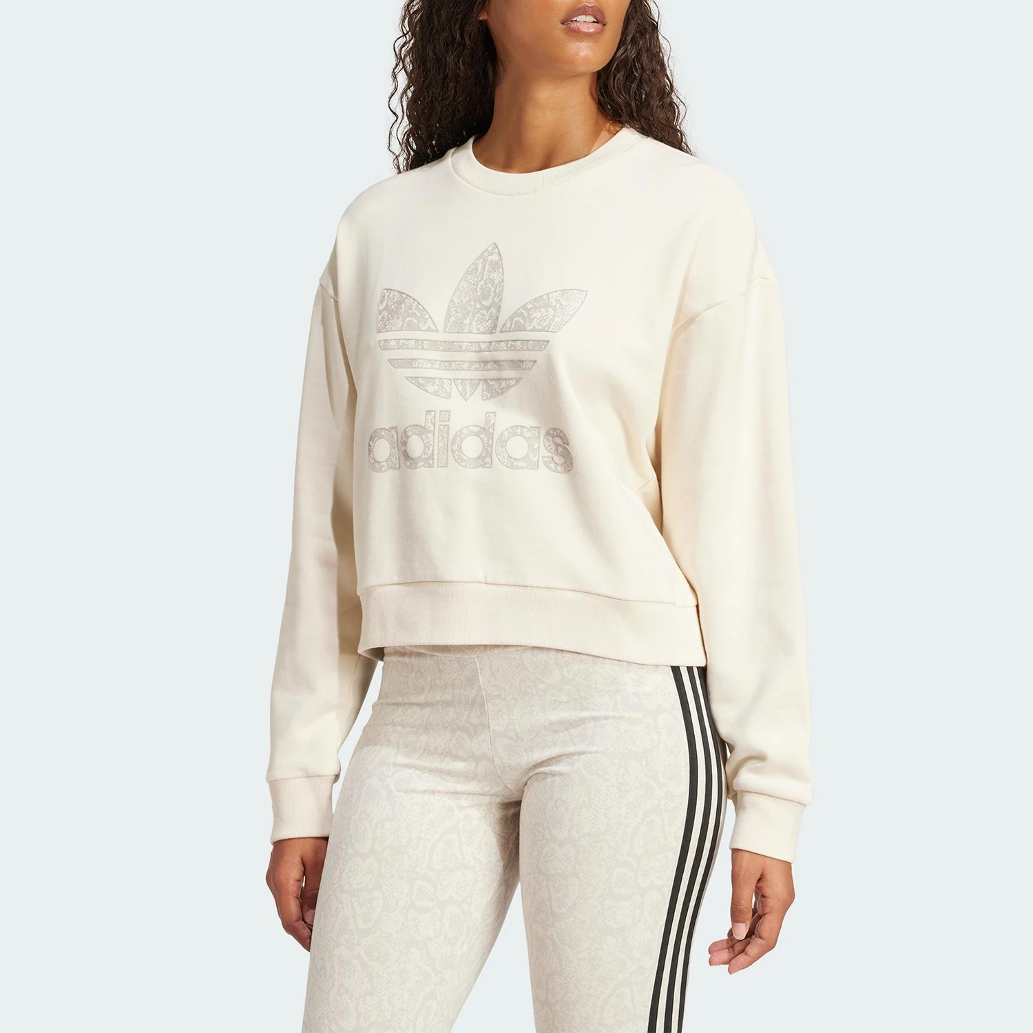 

Adidas genuine clover women's knitted round neck casual short hoodie JC8329