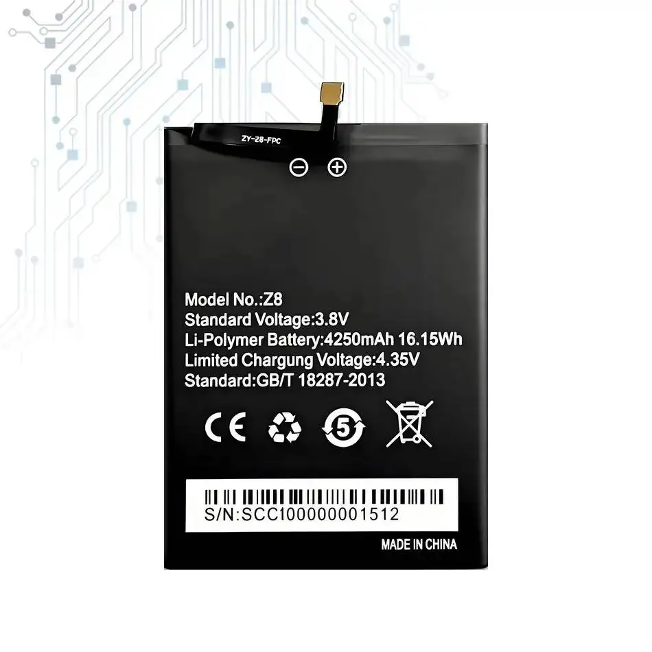 Leve 4250mAh para Homtom Zoji Z8 5,0 polegadas MTK6750 Bateria de telefone celular de alta eficiência
