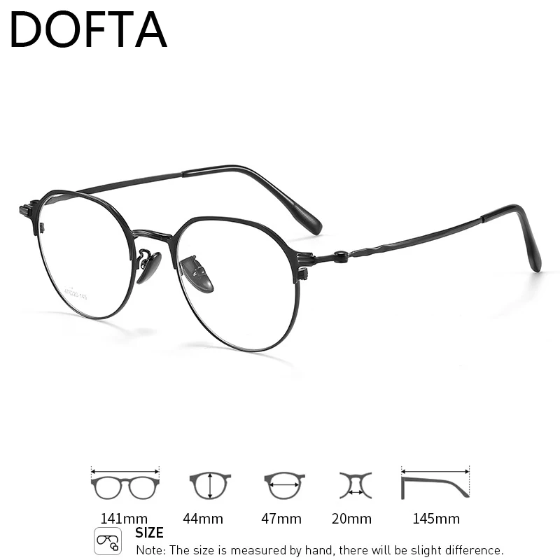 DOFTA Retro Round Frame  Myopia Semi-Framed Glasses for Men Ultra-Light Alloy Small Frame Optical Eyeglasses Frame Women