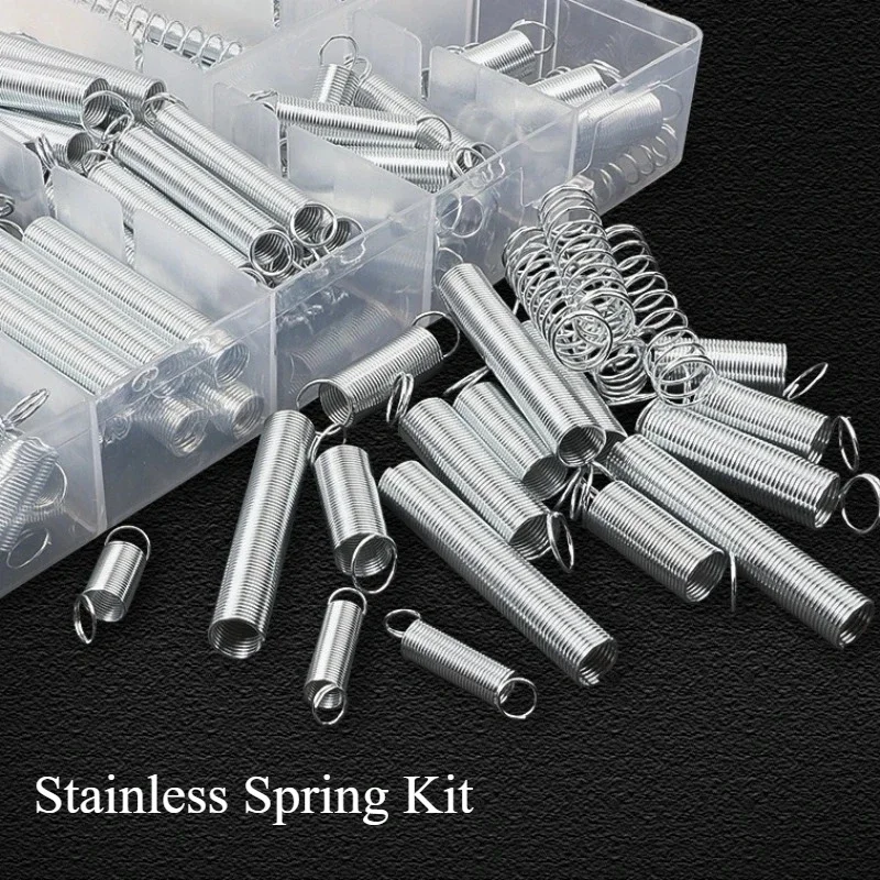 200/300PCS Stainless Springs Assortment Compression Spring Assortment Sets Suspension Springs Shrink Plastic Boxed Set Hardware