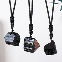Natural Black Tourmaline Necklace, Raw Crystal Irregular Pendant Stone Jewelry Gift for Women Men Healing Crystal Home Decor