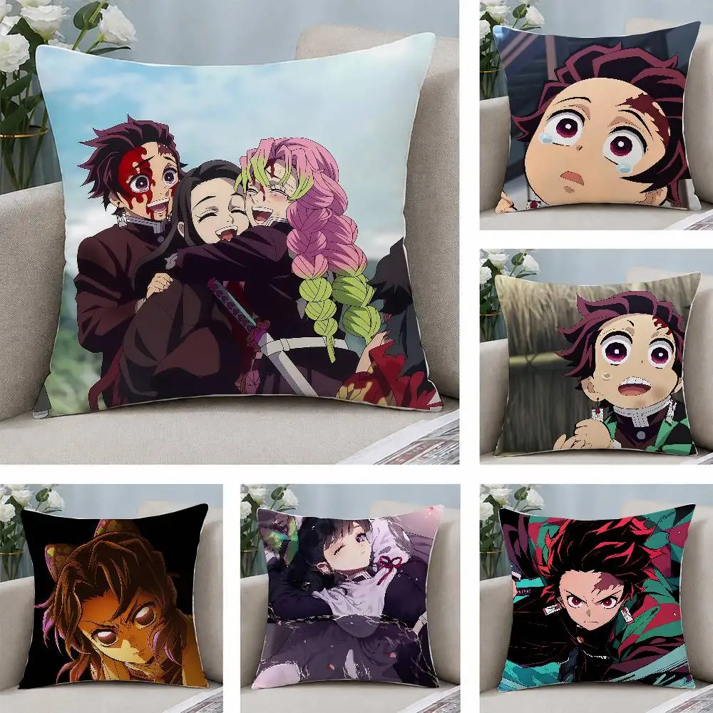 Demon Slayer Hashira Collection Anime Plush Pillow Cover Soft Short Plush Cushion Cover For Sofa Bedroom Home Decor Gift
