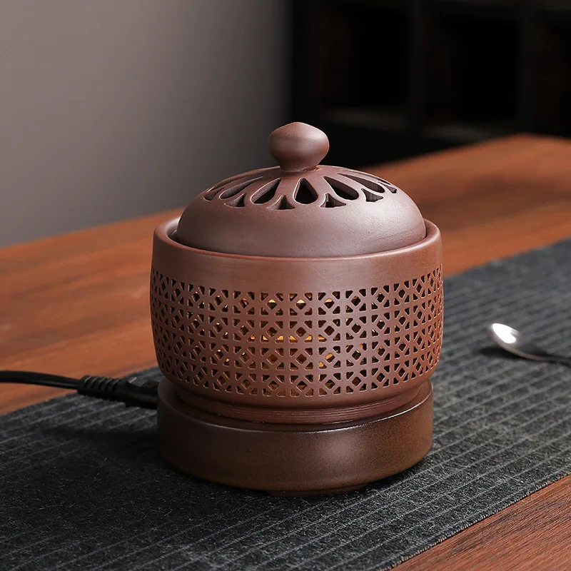 Purple Sand 110V/220V Plug-in Sandalwood Powder Electricity Incense Burner Ceramic Timing Reed Diffuser Essential Oil Furnace