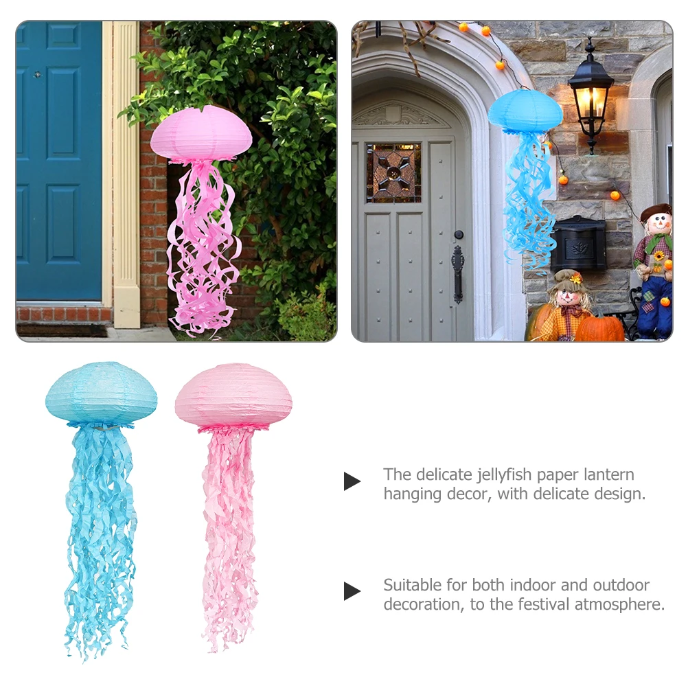 

2pcs Paper Lanterns Jellyfish Birthday Party Decorations Hanging Festival DIY Glowing Lantern Metal for Celebrations
