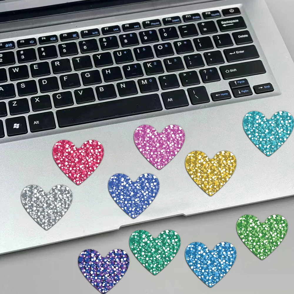 500PCS strass Peach Heart Pattern oro rosa Multi Color Heart Sticker cellulare ornamento lucido fai da te