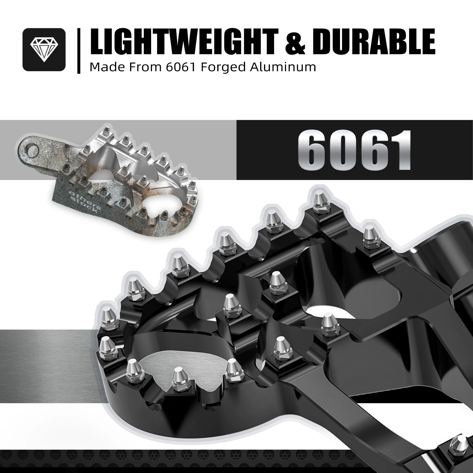 NICECNC für Yamaha YZ250 1998–2023, geschmiedete Motorrad-Fußrasten, Fußstützen für Yamaha YZ125 1997–2023, YZ250F, YZ450F, Aluminium – Detail 9