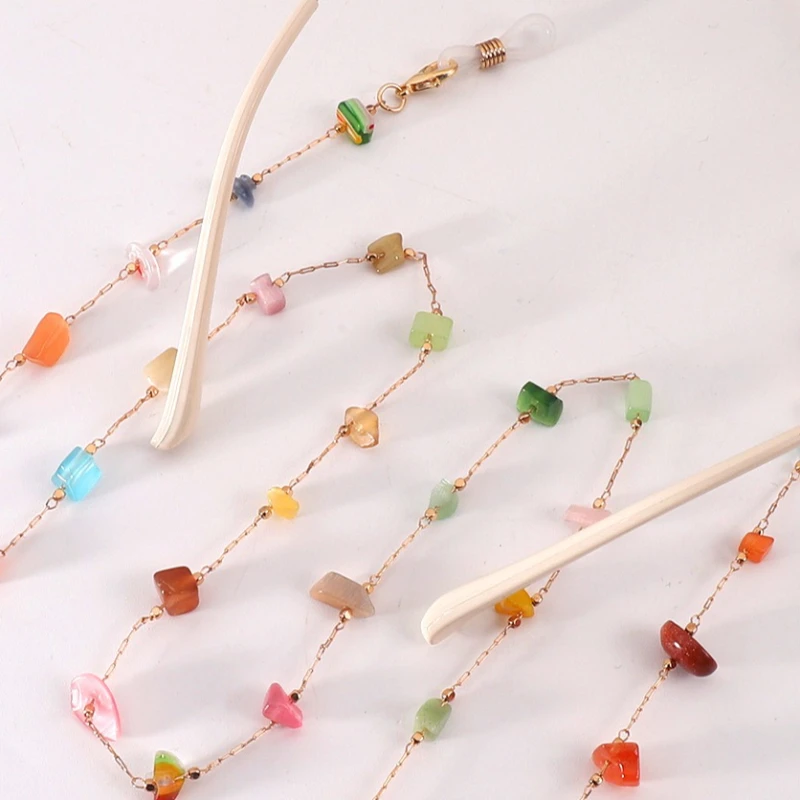 Natural Rose Quartz Beaded Trendy Eyeglasses Chain Party Gift for Women Men Glasses Mask Rope Accessories 티니핑 마스크 스트랩