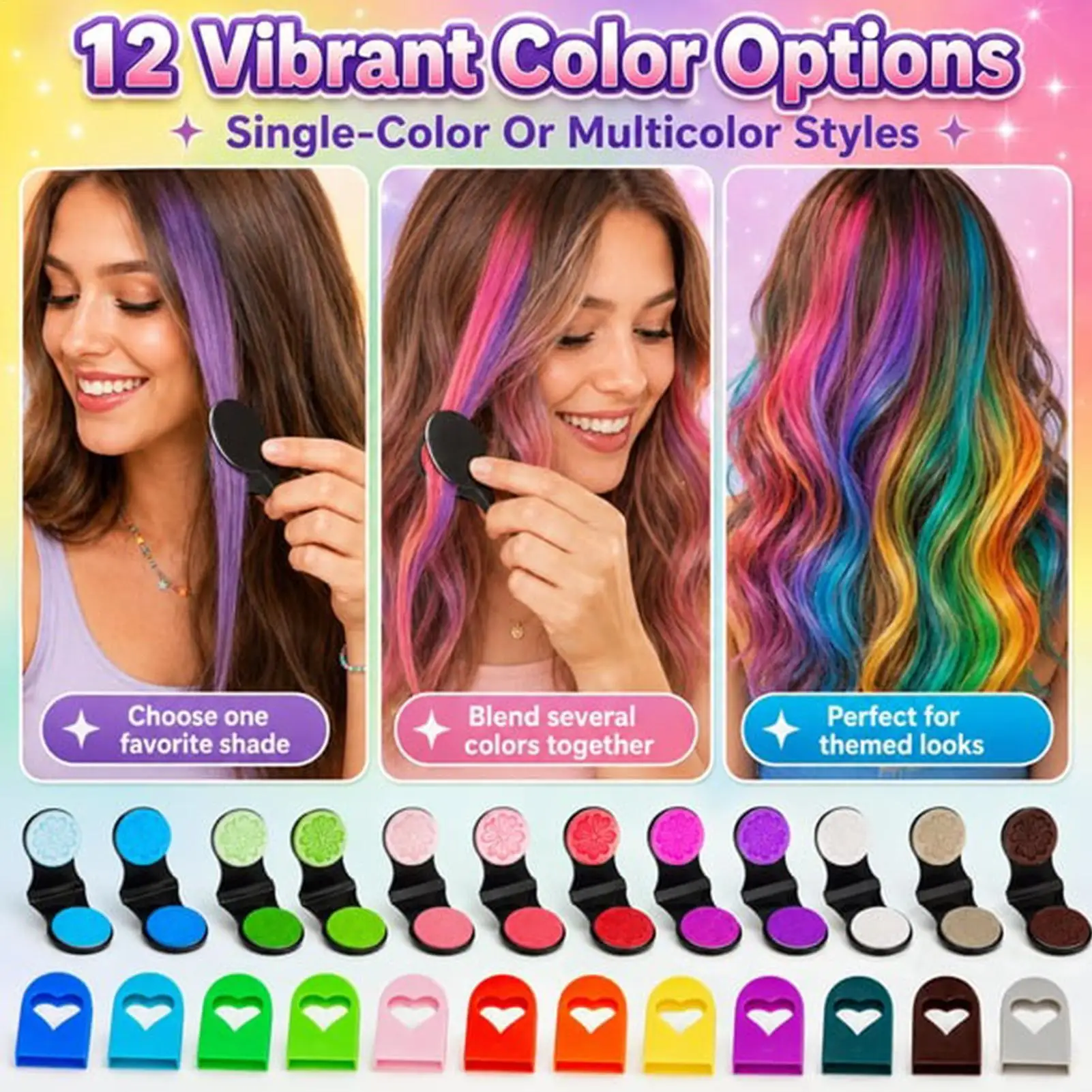 Temporary Hair Dye Chalk Disposable Washable Hair Coloring Stick  12-Color Cosplay Party Makeup Temporary Hair Dyeing Chalk