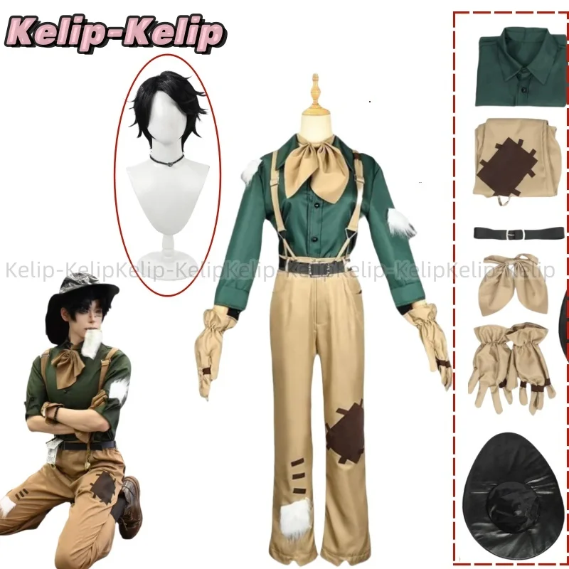 Game Identity Ⅴ Norton Campbell Prospector Cosplay Costume Wig Green Shirt Rompers Uniform Full Set Man Halloween Christmas Suit