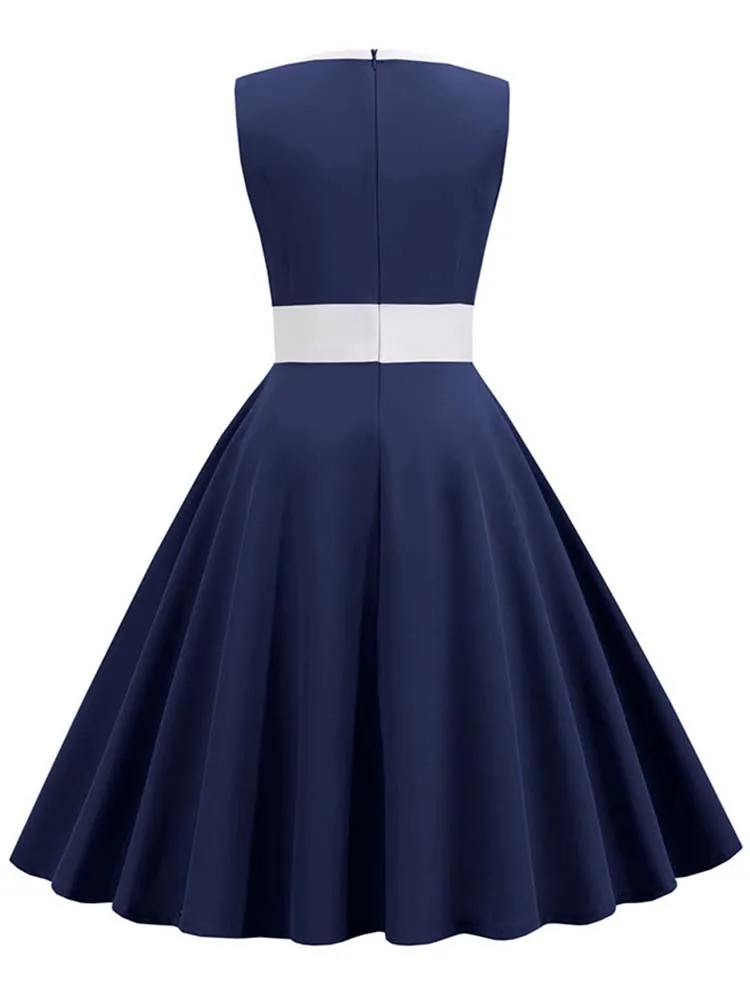 Letnia sukienka damska szata Vintage Retro 50. 60. bez rękawów Rockabilly Party sukienki Vestidos — zdjęcie 4