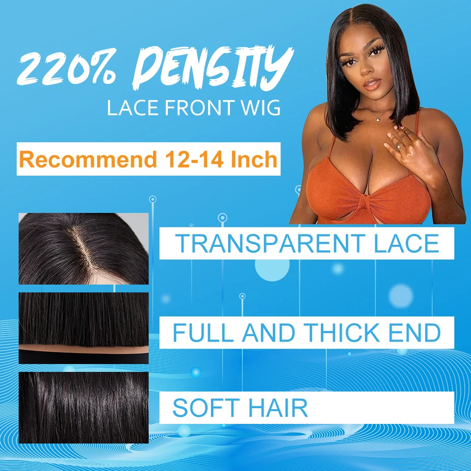 Lace Frontal Bob perucas para mulheres, cabelo humano, reta Bob perucas, Borgonha Lace Front Wig, 220 Densidade, 13x4