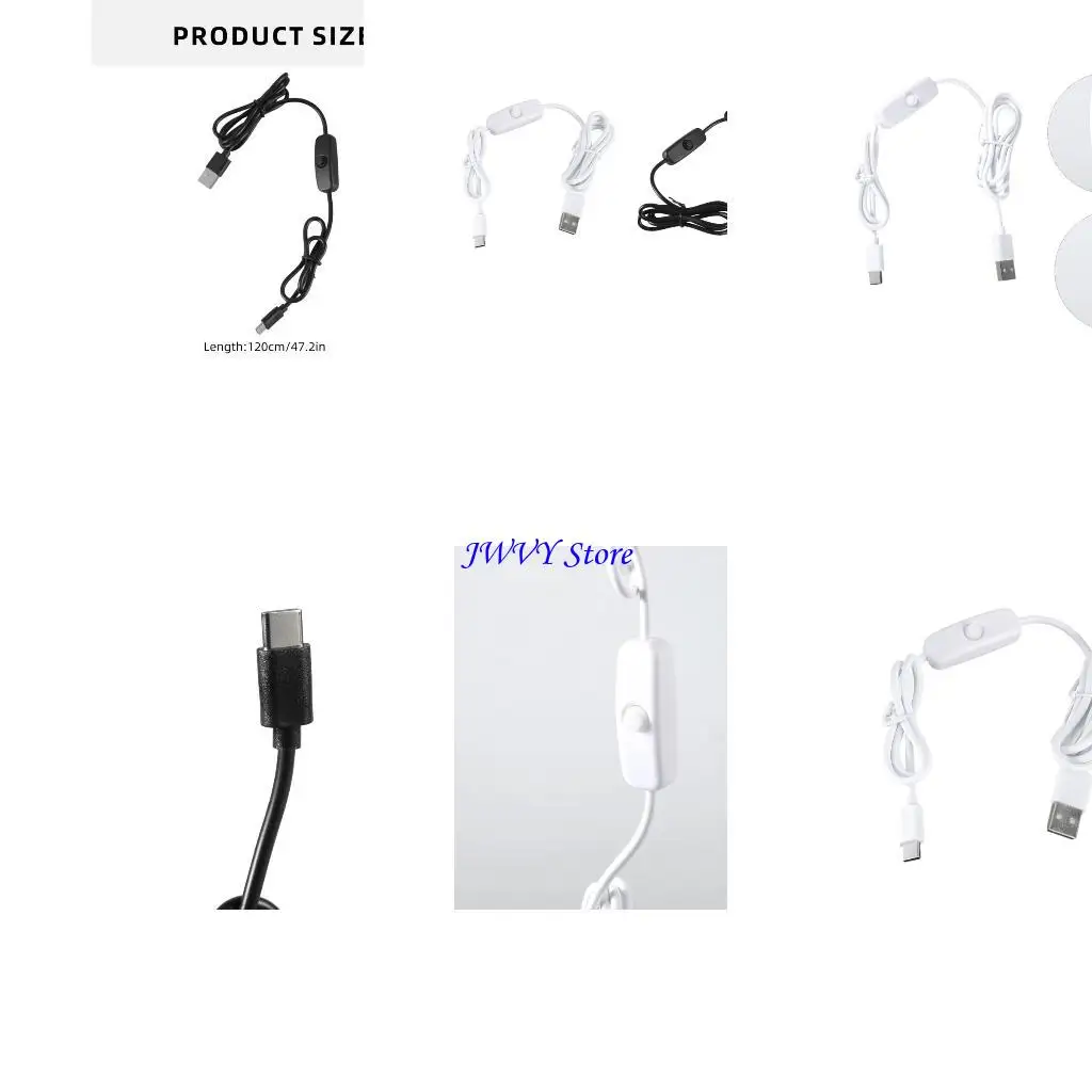 573A Mężczyzna do mężczyzn złącza przewód USB do USB C Kabel zasilający z przyciskiem przełączania dla aplikacji ładowania USB