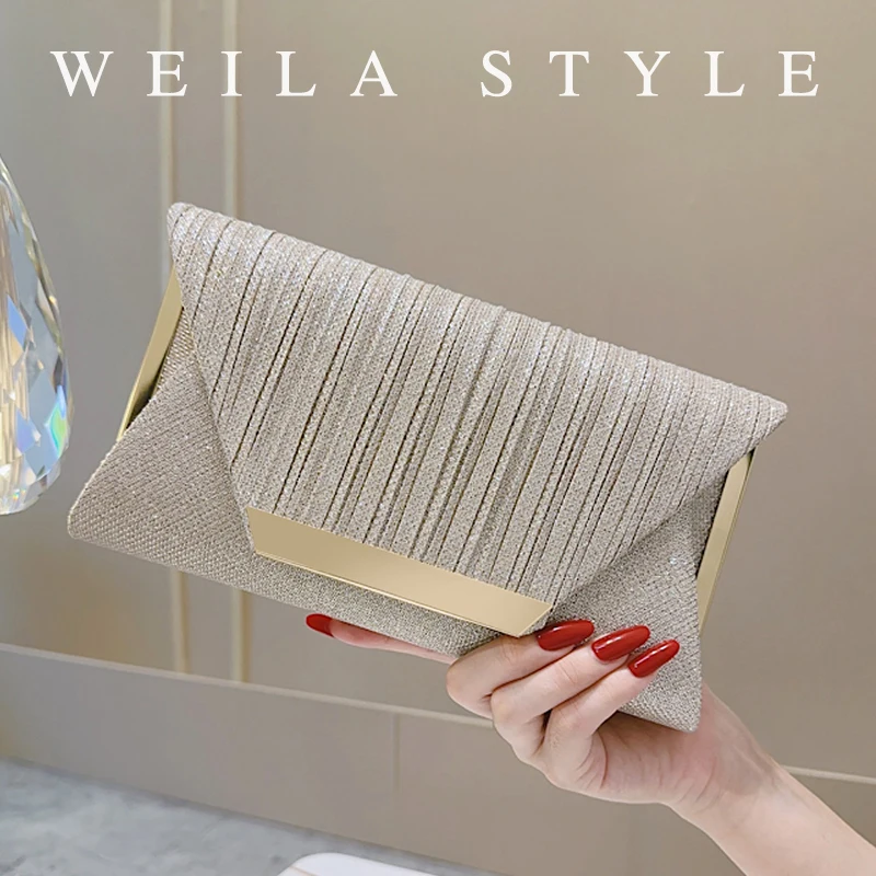 

Shiny Glitter Clutch Evening Bags for Women, Bridal Wedding Clutch Purse, Prom Cocktail Party Rose Gold Envelope Chain Bag