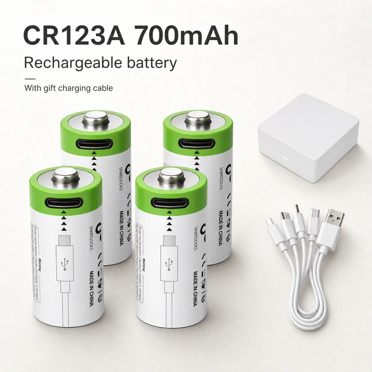 Rechargeable CR123A 16340 CR17345 Li-ion Batteries 3.7V 4-20PCS With USB Charging Cable For LED Flashlight Laser Pen Set