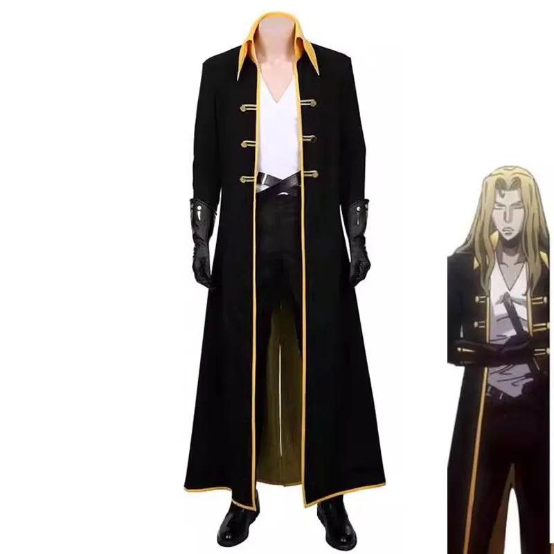 

Nocturne Adrian Fahrenheit Ţepeş Black Uniform Set Halloween Alucard's Stage Outfits Anime Castlevania Alucard Cosplay Costume