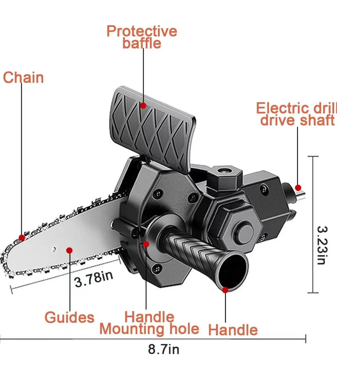 4-inch hand electric drill to chainsaw converter Home hand-held mini chainsaw converter head logging saw garden saw