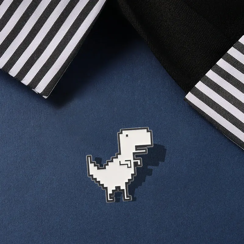 Tyrannosaurus Rex Enamel Pins Custom Cute White Dinosaur Brooches Bag Clothes Lapel Pin Simple Jewelry Gift for Kid Friend