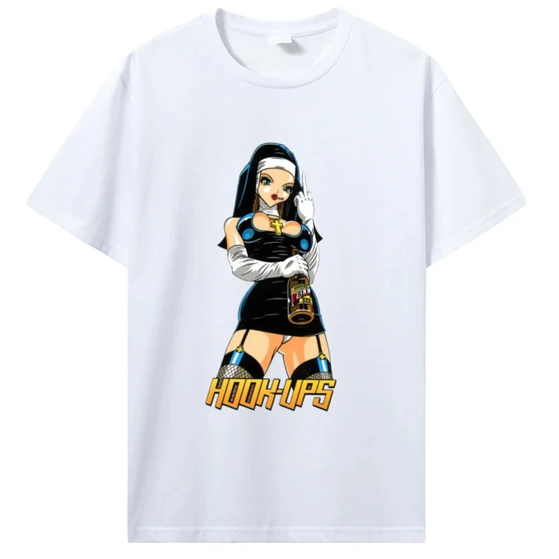 New Hook Ups Sexy A Nun Graphic T-Shirt For Men O-neck Cotton T Shirt Clothing Oversized Tshirt Hip Hop Tees 43006