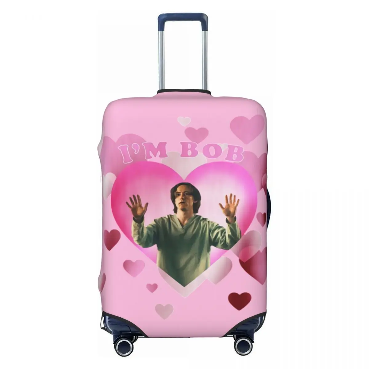 

I'm Bob Lewis Pullman As Robert Pink Hearts Luggage Cover Elastic Travel Suitcase Protective Covers Fits 18-32 Inch