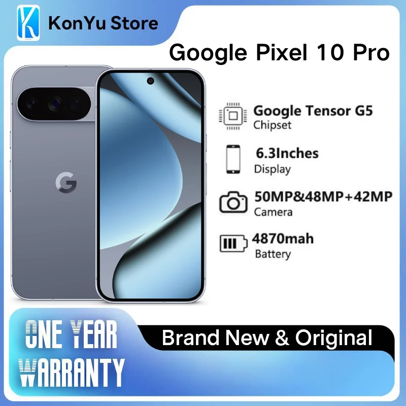 Google Pixel 10 Pro with Gemini, Tensor G5 Triple Rear Camera System, Fast-Charging 24+ Hour Battery 4870 mah 6.3