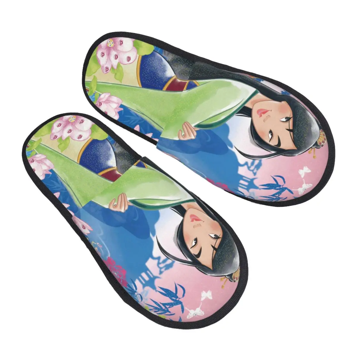 

Custom Mulan Guest Slippers for Bedroom Women Princess Anime House Slipper