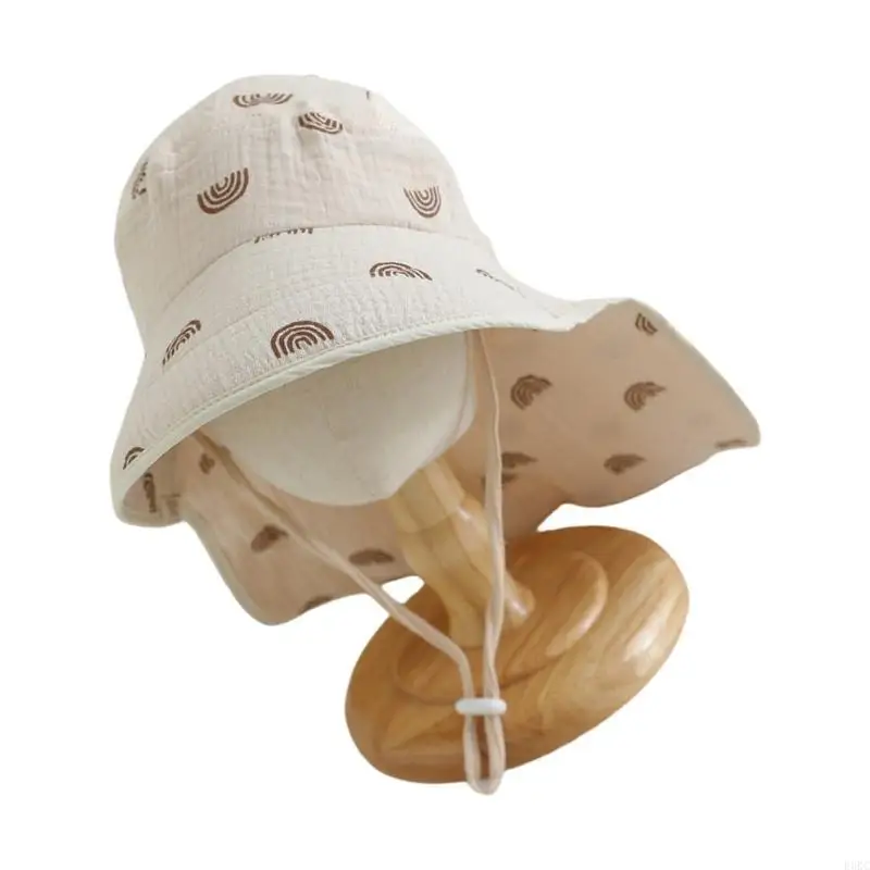 

F3KC Baby Sun Hat Spring Summer Cotton Breathable Shawl Fisherman Hat Cartoon Print