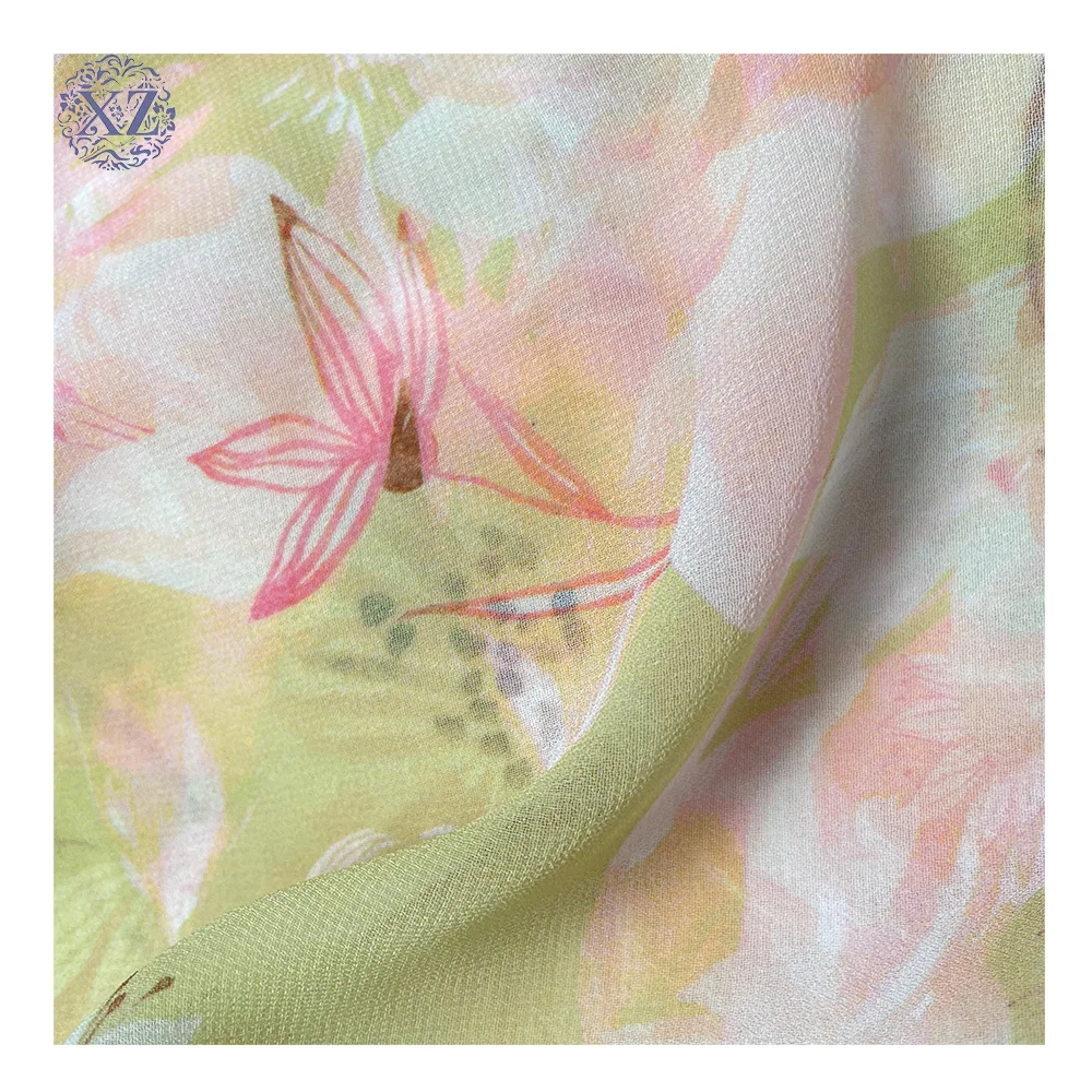 Quickly Delivery Lightweight Digital Printed Chiffon Material Fabric Flower Polyester Stretch Chiffon Fabric For Garment